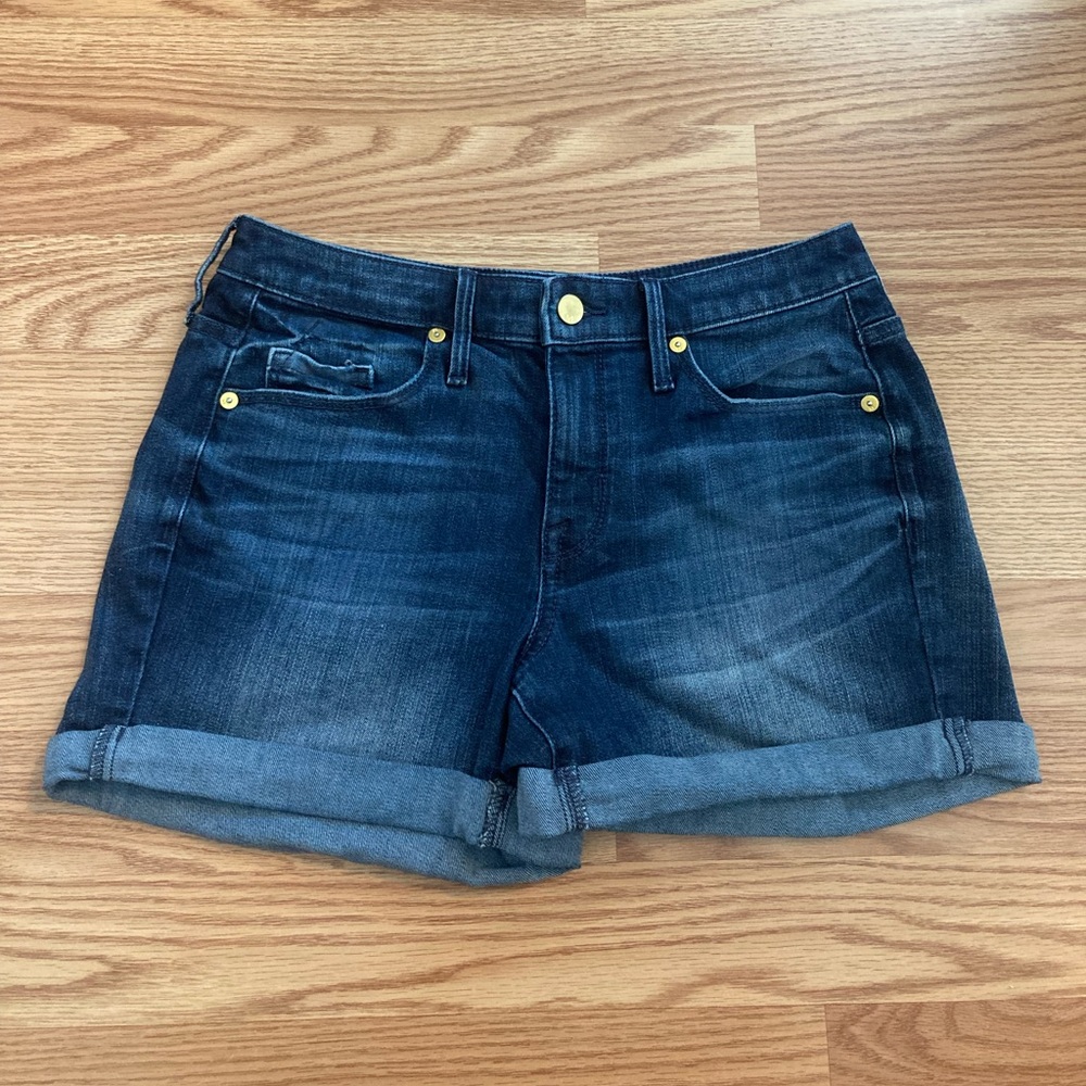 Denim jean shorts womens size 8 high rise cuffed jeans dark wash